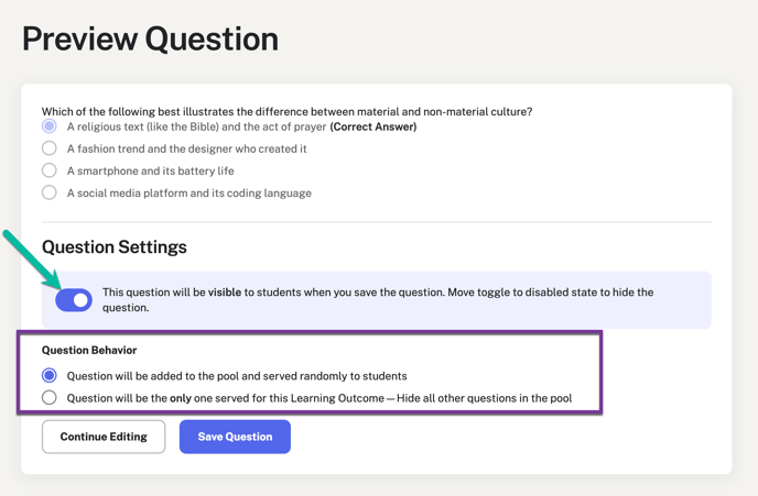 Preview and Save question