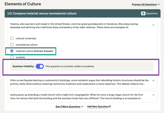 Question visibility