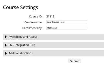 course settings