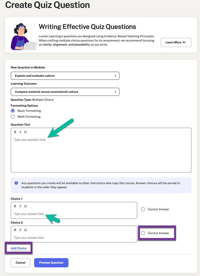 create your question